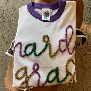 Queen of Sparkles Mardi Gras Glitter Script Sweater